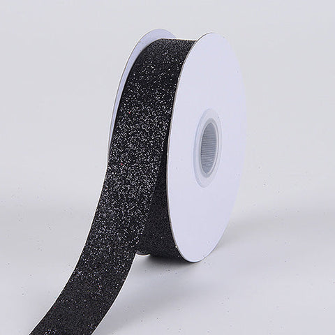 Black Metallic Glitter Ribbon - ( W: 5/8 Inch | L: 25 Yards )