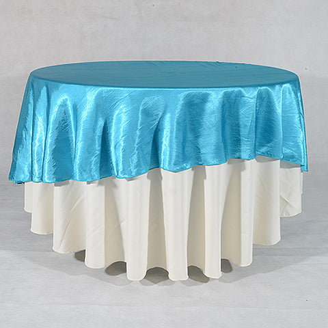 Turquoise - 108 inch Satin Round Tablecloths FuzzyFabric - Wholesale Ribbons, Tulle Fabric, Wreath Deco Mesh Supplies