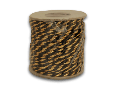 3mm Black with Gold Petite Metallic Cord FuzzyFabric - Wholesale Ribbons, Tulle Fabric, Wreath Deco Mesh Supplies