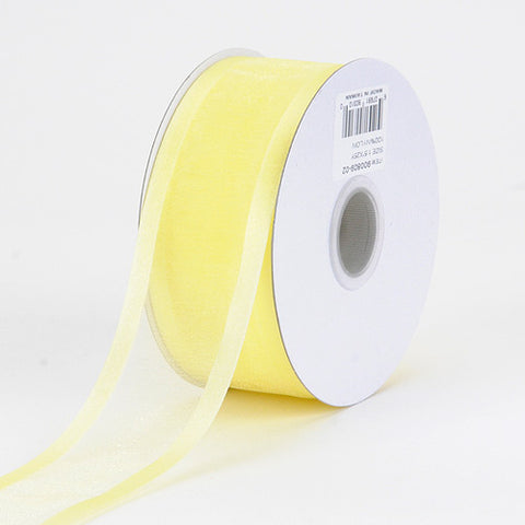 Baby Maize - Organza Ribbon Two Striped Satin Edge - ( W: 7/8 Inch | L: 25 Yards ) FuzzyFabric - Wholesale Ribbons, Tulle Fabric, Wreath Deco Mesh Supplies