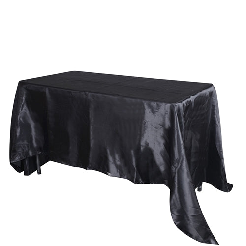 Black 60 x 126 inch Satin Rectangle Tablecloths
