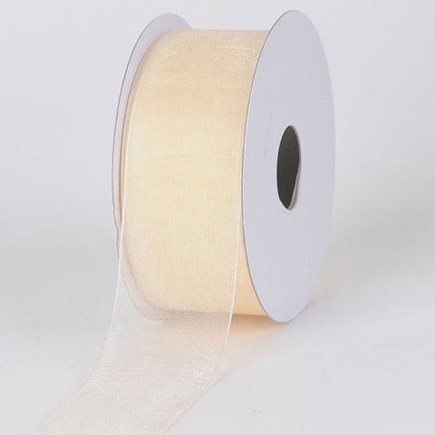 Ivory - Sheer Organza Ribbon - ( W: 5/8 Inch | L: 25 Yards ) FuzzyFabric - Wholesale Ribbons, Tulle Fabric, Wreath Deco Mesh Supplies