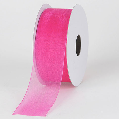 Fuchsia - Sheer Organza Ribbon - ( W: 1-1/2 Inch | L: 25 Yards ) FuzzyFabric - Wholesale Ribbons, Tulle Fabric, Wreath Deco Mesh Supplies