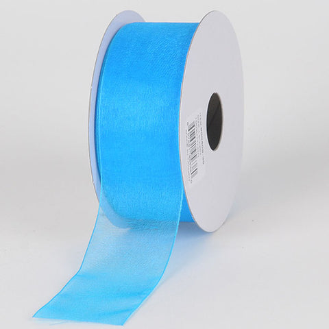 Turquoise - Sheer Organza Ribbon - ( W: 3/8 Inch | L: 25 Yards ) FuzzyFabric - Wholesale Ribbons, Tulle Fabric, Wreath Deco Mesh Supplies