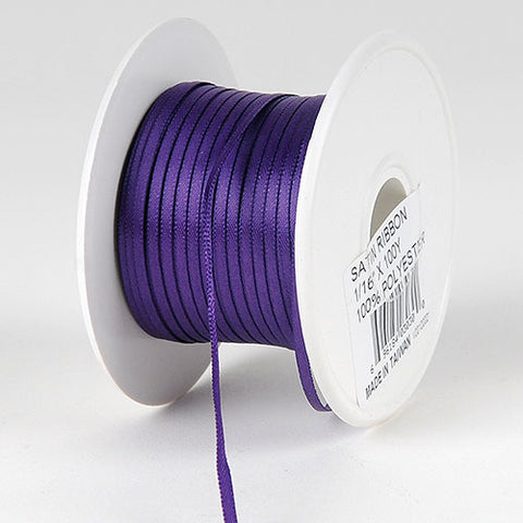 Purple - Single Face Satin Ribbon - (W: 1/16 inch | L: 100 Yards) FuzzyFabric - Wholesale Ribbons, Tulle Fabric, Wreath Deco Mesh Supplies