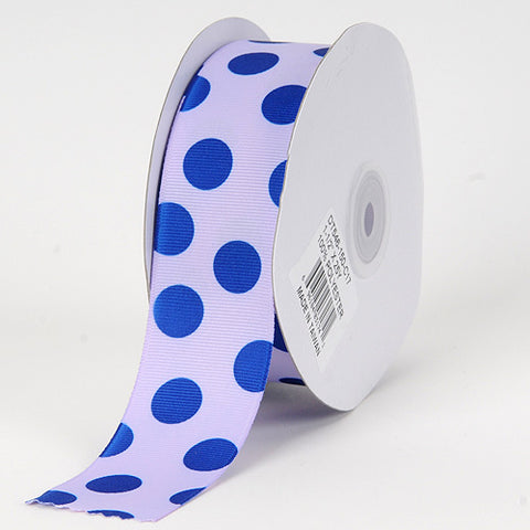 Lavender with Royal Dots Grosgrain Ribbon Jumbo Dots - ( W: 1-1/2 Inch | L: 25 Yards ) FuzzyFabric - Wholesale Ribbons, Tulle Fabric, Wreath Deco Mesh Supplies
