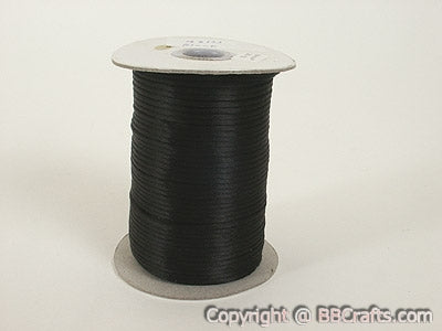 3mm x 100 Yards Black 3mm Satin Rat Tail Cord FuzzyFabric - Wholesale Ribbons, Tulle Fabric, Wreath Deco Mesh Supplies