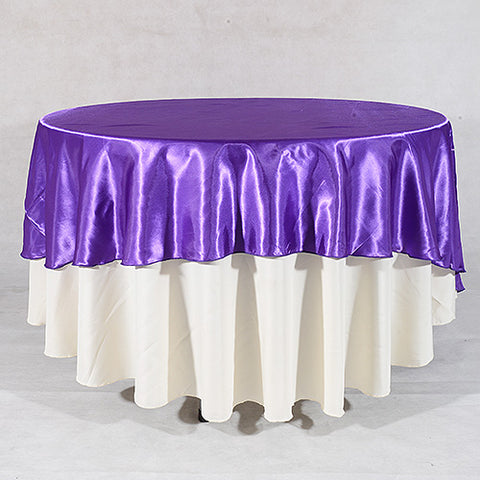 Purple - 90 inch Satin Round Tablecloths FuzzyFabric - Wholesale Ribbons, Tulle Fabric, Wreath Deco Mesh Supplies