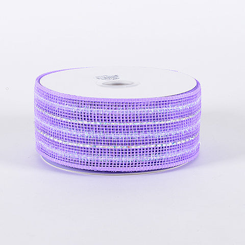 Lavender - Laser Metallic Mesh Ribbon ( 4 Inch x 25 Yards ) FuzzyFabric - Wholesale Ribbons, Tulle Fabric, Wreath Deco Mesh Supplies