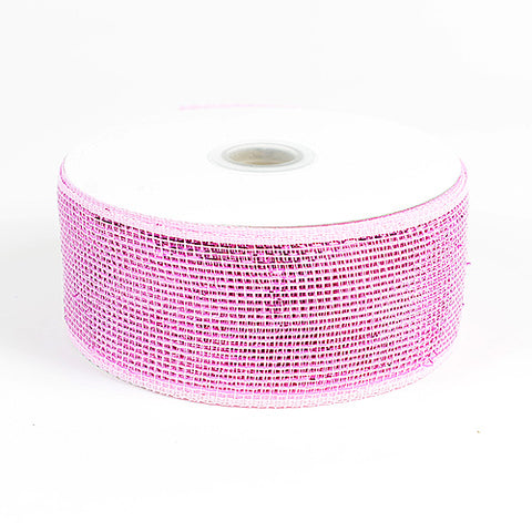 Pink - Metallic Deco Mesh Ribbons ( 4 Inch x 25 Yards ) FuzzyFabric - Wholesale Ribbons, Tulle Fabric, Wreath Deco Mesh Supplies