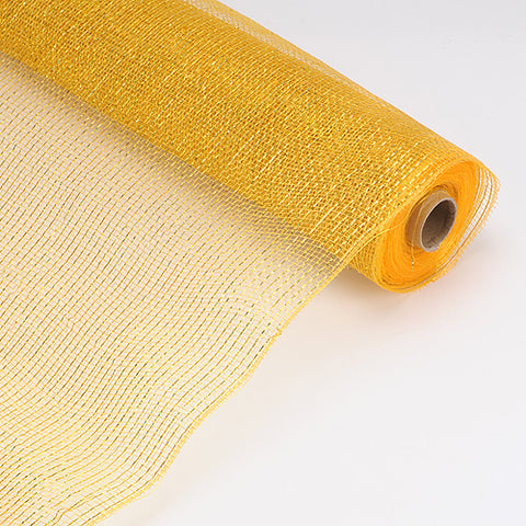 Old Gold - Laser Metallic Floral Deco Mesh Wrap ( 21 Inch x 10 Yards ) FuzzyFabric - Wholesale Ribbons, Tulle Fabric, Wreath Deco Mesh Supplies