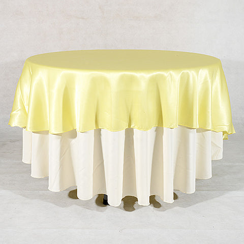 Baby Maize - 90 inch Satin Round Tablecloths FuzzyFabric - Wholesale Ribbons, Tulle Fabric, Wreath Deco Mesh Supplies