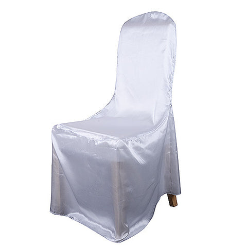 White - Banquet Satin Chair Cover FuzzyFabric - Wholesale Ribbons, Tulle Fabric, Wreath Deco Mesh Supplies