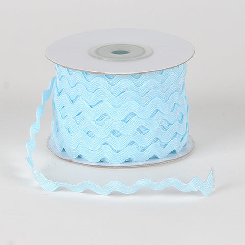 Light Blue Ric Rac Trim - ( 10mm x 25 Yards ) FuzzyFabric - Wholesale Ribbons, Tulle Fabric, Wreath Deco Mesh Supplies
