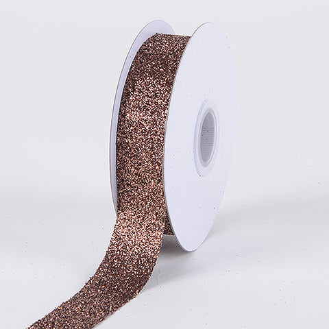 Chocolate Brown Metallic Glitter Ribbon - ( W: 7/8 Inch | L: 25 Yards ) FuzzyFabric - Wholesale Ribbons, Tulle Fabric, Wreath Deco Mesh Supplies