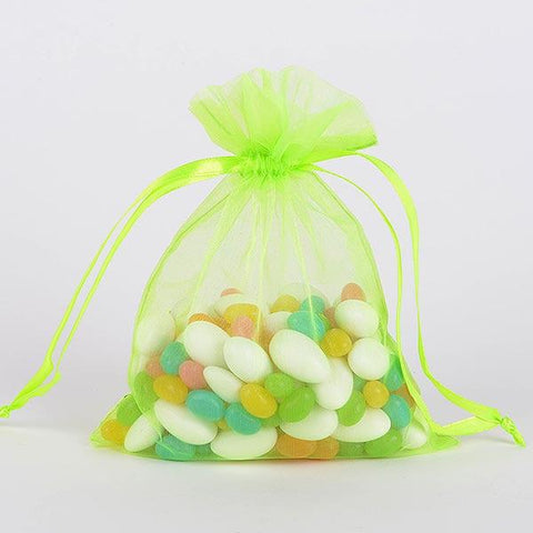 Apple Green - Organza Bags - ( 5 x 6.5-7 Inch - 10 Bags ) FuzzyFabric - Wholesale Ribbons, Tulle Fabric, Wreath Deco Mesh Supplies