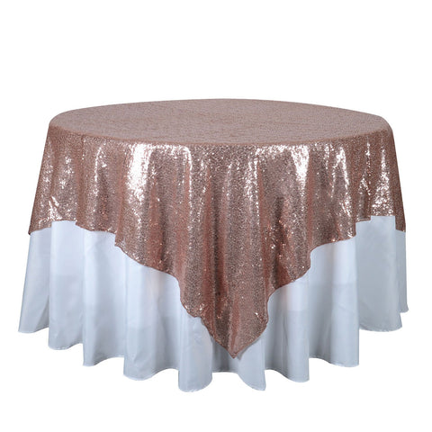 Blush - 72 x 72 Inch Duchess Sequin Square Table Overlays FuzzyFabric - Wholesale Ribbons, Tulle Fabric, Wreath Deco Mesh Supplies