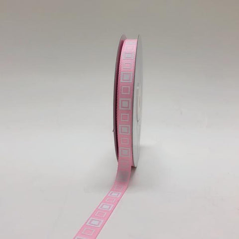 Light Pink - Square Design Grosgrain Ribbon ( 3/8 inch | 25 Yards ) FuzzyFabric - Wholesale Ribbons, Tulle Fabric, Wreath Deco Mesh Supplies