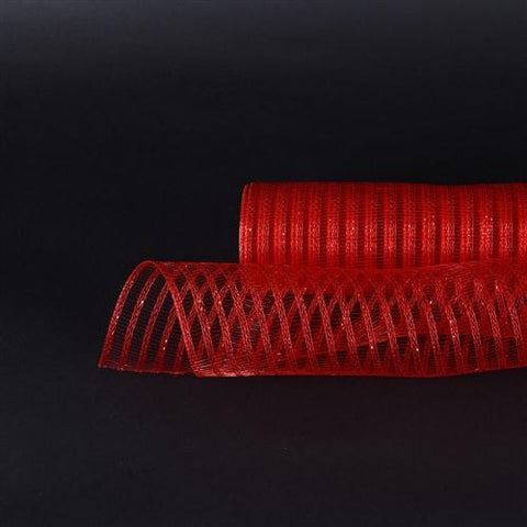 Red - Deco Mesh Laser Eyelash - (10 Inch x 10 Yards) FuzzyFabric - Wholesale Ribbons, Tulle Fabric, Wreath Deco Mesh Supplies