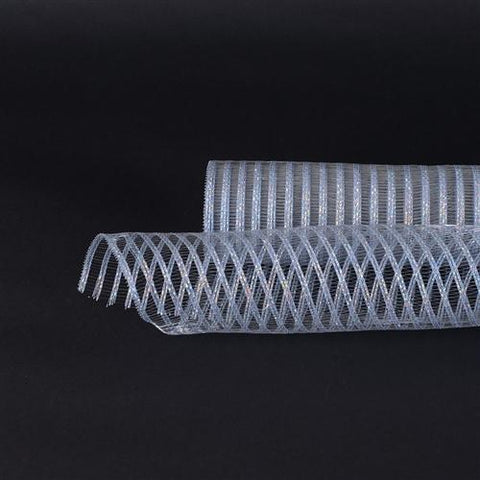 Silver - Deco Mesh Laser Eyelash - (10 Inch x 10 Yards) FuzzyFabric - Wholesale Ribbons, Tulle Fabric, Wreath Deco Mesh Supplies