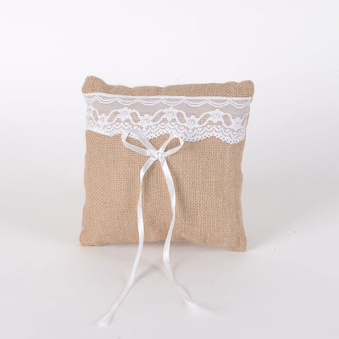 Ring Bearer Pillow Burlap ( 7 x 7 inches ) - JSYW862 FuzzyFabric - Wholesale Ribbons, Tulle Fabric, Wreath Deco Mesh Supplies