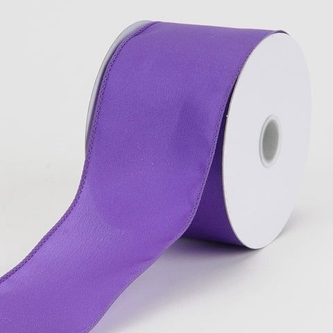 Purple - Wired Budget Satin Ribbon - ( W: 1-1/2 Inch | L: 10 Yards ) FuzzyFabric - Wholesale Ribbons, Tulle Fabric, Wreath Deco Mesh Supplies