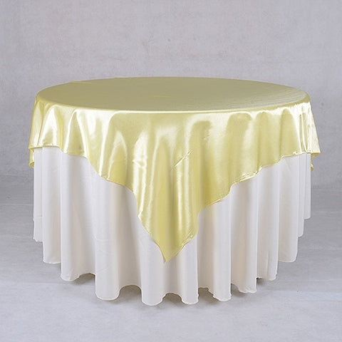 Baby Maize - 90 x 90 Inch Satin Square Table Overlays FuzzyFabric - Wholesale Ribbons, Tulle Fabric, Wreath Deco Mesh Supplies