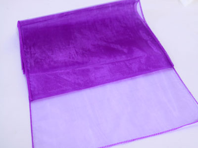 Purple - 14 x 108 inch Organza Table Runners FuzzyFabric - Wholesale Ribbons, Tulle Fabric, Wreath Deco Mesh Supplies