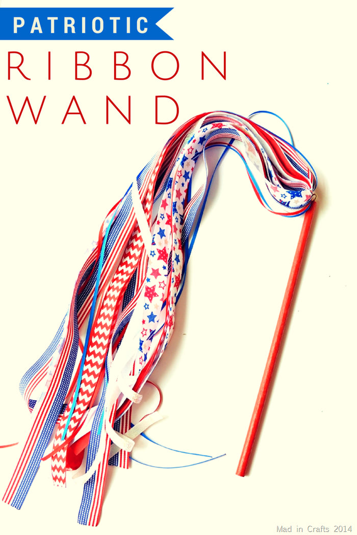 DIY Patriotic Ribbon Flag Wand - July 4th USA