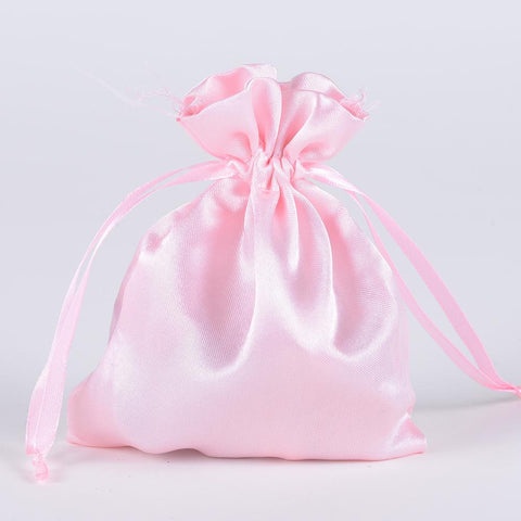 Pink - Satin Bags - ( 3x4 Inch - 10 Bags ) FuzzyFabric - Wholesale Ribbons, Tulle Fabric, Wreath Deco Mesh Supplies
