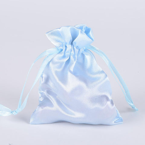 Light Blue - Satin Bags - ( 4x5 Inch - 10 Bags ) FuzzyFabric - Wholesale Ribbons, Tulle Fabric, Wreath Deco Mesh Supplies