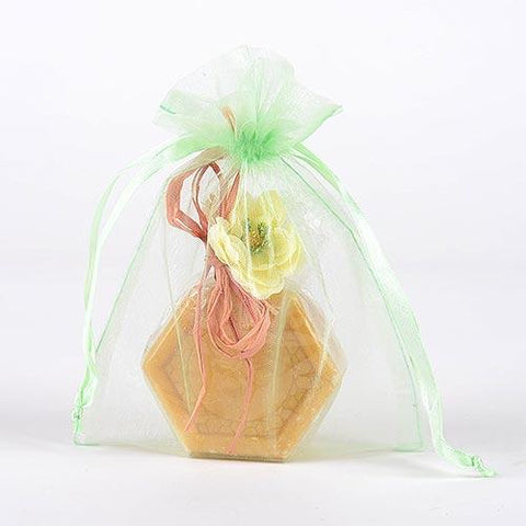 Mint - Organza Bags - ( 6 x 9 Inch - 10 Bags ) FuzzyFabric - Wholesale Ribbons, Tulle Fabric, Wreath Deco Mesh Supplies