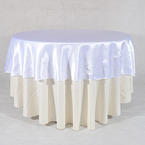 White - 108 inch Satin Round Tablecloths FuzzyFabric - Wholesale Ribbons, Tulle Fabric, Wreath Deco Mesh Supplies