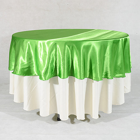 Apple Green - 108 inch Satin Round Tablecloths FuzzyFabric - Wholesale Ribbons, Tulle Fabric, Wreath Deco Mesh Supplies