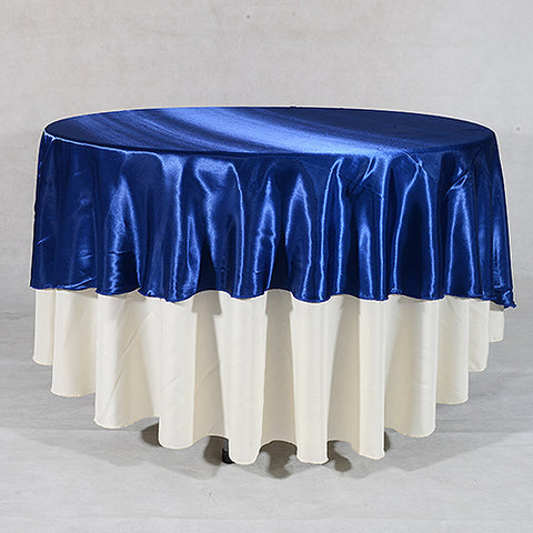 Navy Blue - 108 inch Satin Round Tablecloths FuzzyFabric - Wholesale Ribbons, Tulle Fabric, Wreath Deco Mesh Supplies