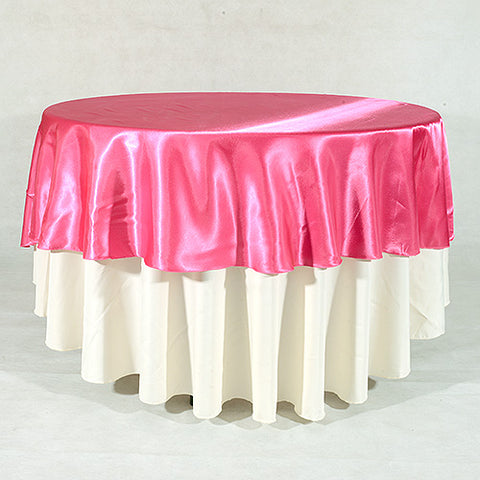 Fuchsia - 108 inch Satin Round Tablecloths FuzzyFabric - Wholesale Ribbons, Tulle Fabric, Wreath Deco Mesh Supplies