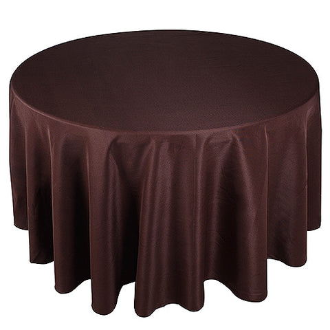 Chocolate Brown - 108 Inch Polyester Round Tablecloths FuzzyFabric - Wholesale Ribbons, Tulle Fabric, Wreath Deco Mesh Supplies