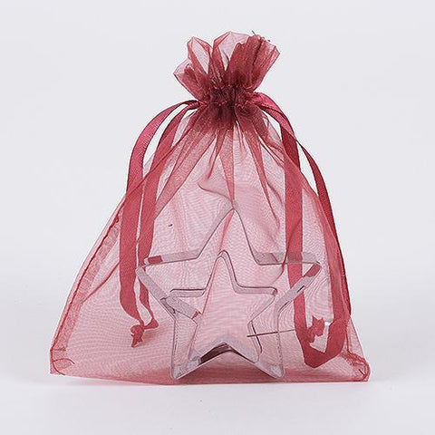 Burgundy  - Organza Bags - ( 4 x 5 Inch - 10 Bags ) FuzzyFabric - Wholesale Ribbons, Tulle Fabric, Wreath Deco Mesh Supplies