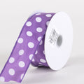 Satin Polka Dot Ribbon Wired Purple with White Dots ( W: 1-1/2 inch | L: 10 Yards ) FuzzyFabric - Wholesale Ribbons, Tulle Fabric, Wreath Deco Mesh Supplies