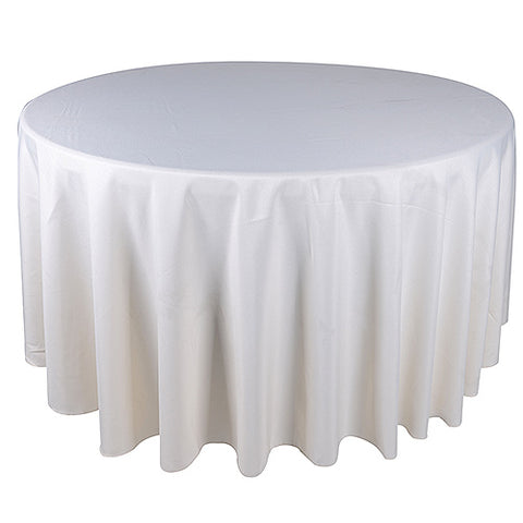 Ivory - 120 Inch Polyester Round Tablecloths FuzzyFabric - Wholesale Ribbons, Tulle Fabric, Wreath Deco Mesh Supplies