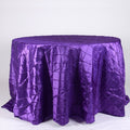 Purple - 120 inch Pintuck Satin Round Tablecloths FuzzyFabric - Wholesale Ribbons, Tulle Fabric, Wreath Deco Mesh Supplies