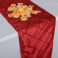 Red - 12 x 108 inch Pintuck Satin Table Runners FuzzyFabric - Wholesale Ribbons, Tulle Fabric, Wreath Deco Mesh Supplies
