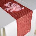 Red - 12 x 108 Inch Duchess Sequin Table Runners FuzzyFabric - Wholesale Ribbons, Tulle Fabric, Wreath Deco Mesh Supplies