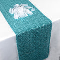 Turquoise - 12 x 108 Inch Duchess Sequin Table Runners FuzzyFabric - Wholesale Ribbons, Tulle Fabric, Wreath Deco Mesh Supplies