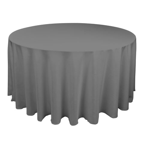 Silver - 132 Inch Polyester Round Tablecloths FuzzyFabric - Wholesale Ribbons, Tulle Fabric, Wreath Deco Mesh Supplies