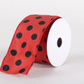 Satin Polka Dot Ribbon Wired Red with Black Dots ( W: 2-1/2 inch | L: 10 Yards ) FuzzyFabric - Wholesale Ribbons, Tulle Fabric, Wreath Deco Mesh Supplies