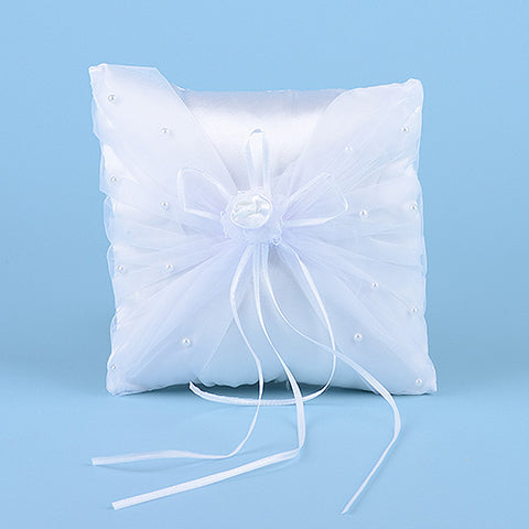 Ring Bearer Pillow White ( 7 Inch x 7 Inch ) - 5801WW FuzzyFabric - Wholesale Ribbons, Tulle Fabric, Wreath Deco Mesh Supplies