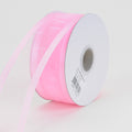 Light Pink - Organza Ribbon Two Striped Satin Edge - ( W: 1-1/2 Inch | L: 25 Yards ) FuzzyFabric - Wholesale Ribbons, Tulle Fabric, Wreath Deco Mesh Supplies
