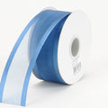 Smoke Blue - Organza Ribbon Two Striped Satin Edge - ( W: 1-1/2 Inch | L: 25 Yards ) FuzzyFabric - Wholesale Ribbons, Tulle Fabric, Wreath Deco Mesh Supplies
