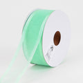 Mint - Organza Ribbon Two Striped Satin Edge - ( W: 1-1/2 Inch | L: 25 Yards ) FuzzyFabric - Wholesale Ribbons, Tulle Fabric, Wreath Deco Mesh Supplies